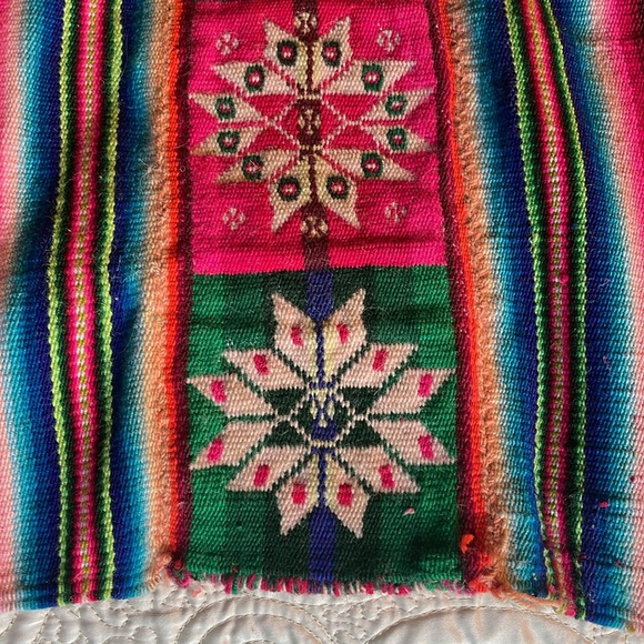 MesoAmerican Striped Textile with Floral Patterns throw or table cloth - Picture 5 of 5